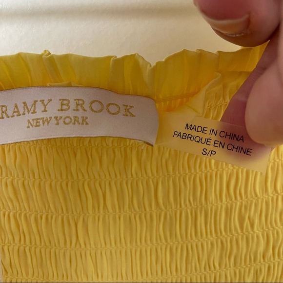 NWT Ramy Brook Alison Smocked-Waist Tiered Mini Skirt Yellow Size Small - Picture 10 of 14